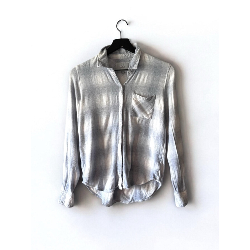 Rails Hunter White Sea Spray Plaid Butto-Up Shirt Women’s Medium